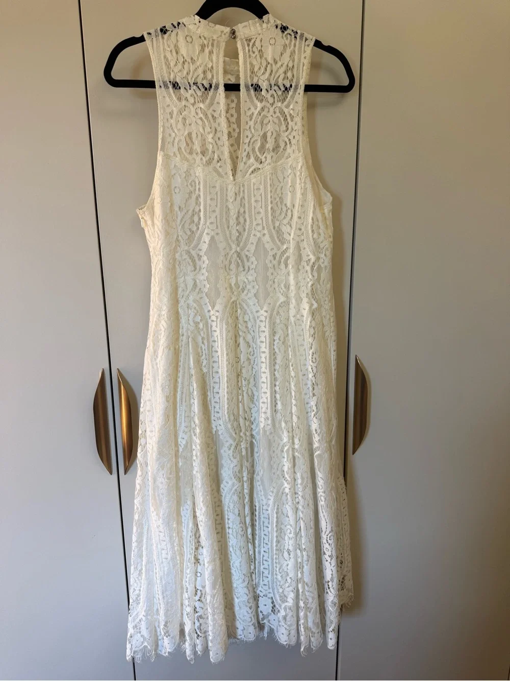 Free People White Lace Knee-Length Dress | Boho Cottagecore Wedding Bridal M